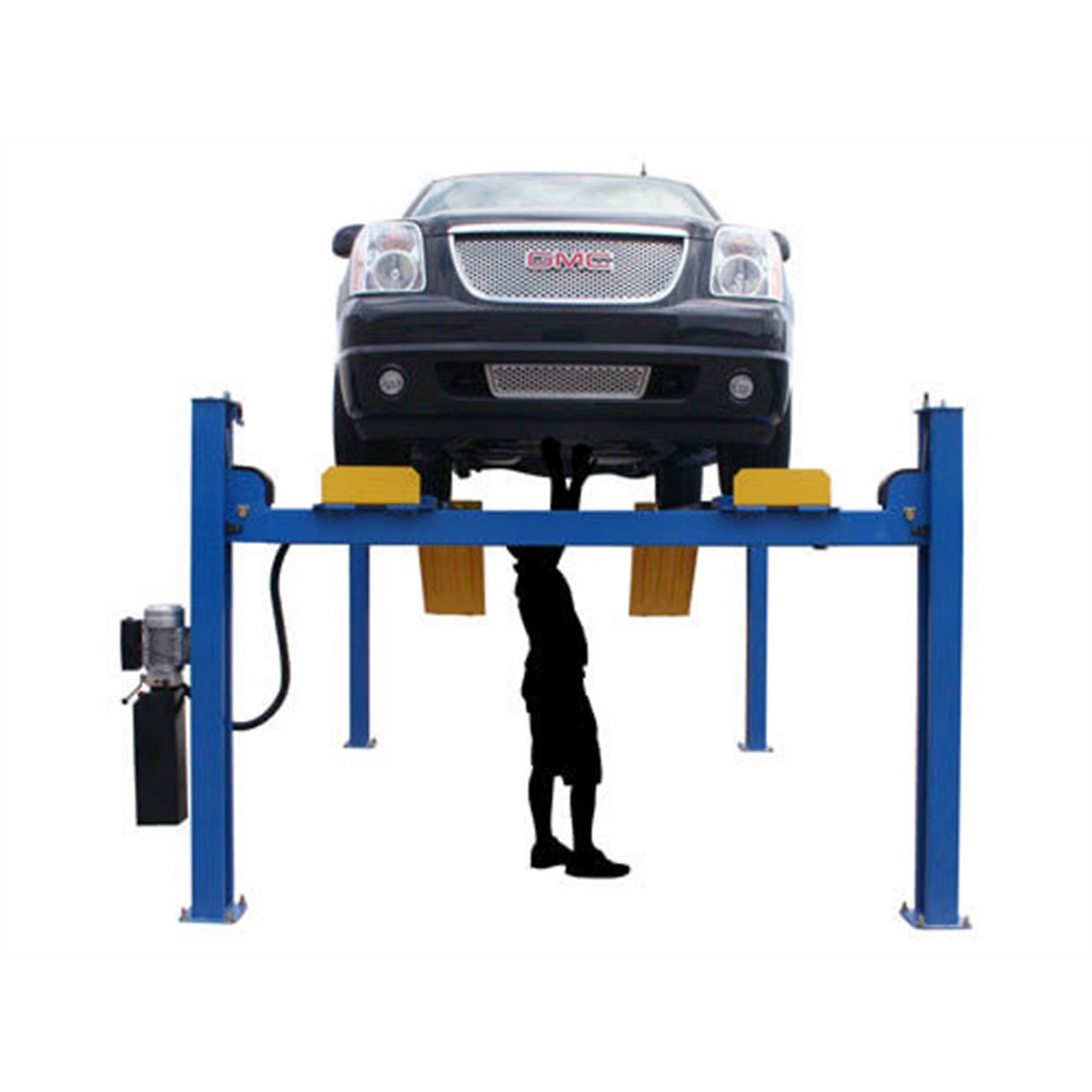 Atlas Automotive Equipment 414AT Commercial Grade 4-Post Alignment Vehicle Lift with Turntables, 10’ Minimum Height, 14,000lb, Extra Tall/Wide, Built-In Slip Plates, Single Point Lock Release, 220V